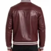 Mens Burgund Varsity Leather Jacket