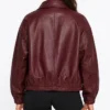 Burgundy Baggy Leather Jacket For Womens