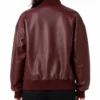 Womens Burgundy Drop Shoulder Bomber Leather Jacket