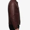 Burgundy Mens Leather Trucker Jacket
