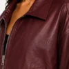 Womens Burgundy Leather Jacket in Baggy style