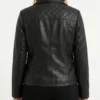 Womens Black Biker Quilted Leather Jacket