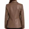 Womens Brown Two Button Leather Blazer