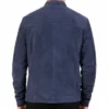 Charcoal Navy Blue Suede Biker Jacket