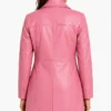 Womens Leather Car Coat in Pink