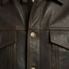 Mens Dark Brown Leather Trucker Jacket
