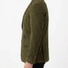Mens Olive Green Suede Leather Blazer On Sale