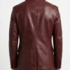 Mens Two Button Leather Blazer in Maroon