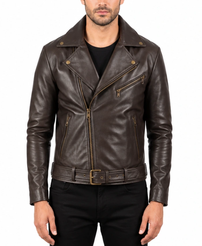 Noah Brown Biker Leather Jacket