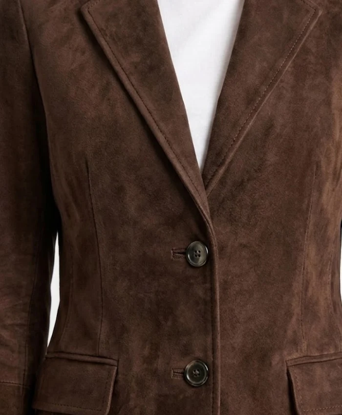 Buy Womens Brown Suede Leather Blazer