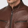 Cafe Racer Brown and Black Leather Jacket For Men