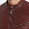 Cafe Racer Genuine Leather Burgundy Jacket Men