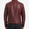Mens Cafe Racer Genuine Leather Burgundy Jacket