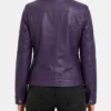 Womens Purple Cafe Racer Leather Jacket