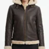 Calista Brown Shearling Leather Jacket for womens