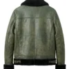 Men Aviator Style Olive Green Leather Jacket