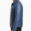 Classic Blue Washed Leather Jacket For Men
