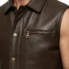 Classic Brown Leather Vest Men