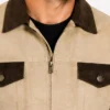 Classic Suede Camel Trucker Style Jacket For Men
