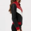 Colorblock Leather Bomber Jacket For Womens