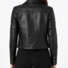 Womens Cropped Biker Leather Jacket in Black