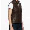 Dark Brown Biker Leather Vest For Womens