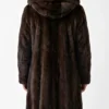 Mens Dark Brown Fur Coat with hood