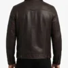Mens Dark Brown Trucker Leather Jacket for sale