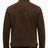 Dark Brown Slim Fit Suede Jacket For Mens