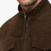 Dark Brown Slim Fit Suede Jacket Mens