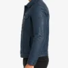Denim Style Trucker Blue Washed Leather Jacket For Mens