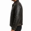 Distressed Black Washed Leather Jacket For Mens