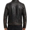 Mens Distressed Black Washed Leather Jacket