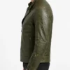 Distressed Green Leather Biker Jacket For Men