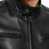 Dodge Cafe Racer Black Leather Jacket For Mens