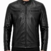 Dodge Cafe Racer Black Leather Jacket Men