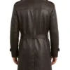 Dark Brown Double Breasted Leather Trench Coat