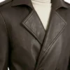Mens Double Breasted Dark Brown Leather Trench Coat