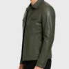 Four Pockets Olive Green Trucker Leather Jacket For Mens