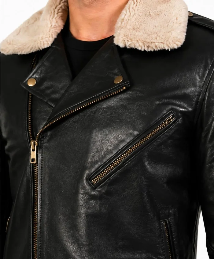 Furton Biker Black Leather Jacket