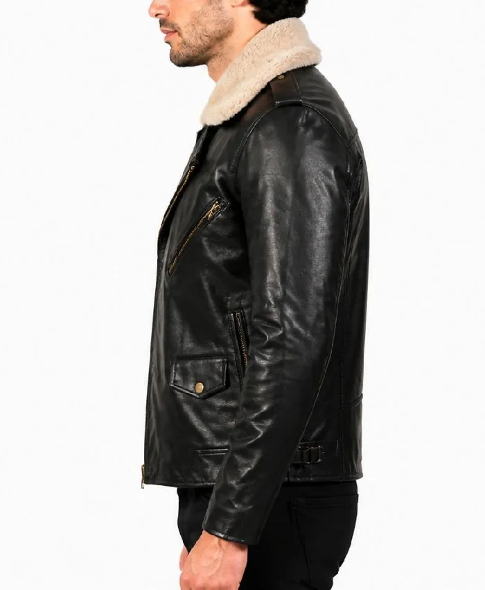 Furton Leather Biker Black Jacket