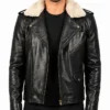 Furton Leather Black Biker Jacket