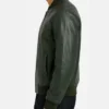 Green Leather Bomber Jacket For Men
