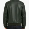 Green Leather Bomber Jacket For Mens