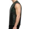 Green and Black Quilted Leather Vest Mens