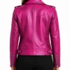 Womens Hot Pink Metallic Leather Jacket