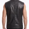 Mens Jackson Biker Leather Vest in Black