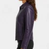 Jose Purple Harrington Leather Jacket For Women