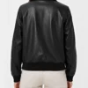 Jose Womens Black Shirt Collar Harrington Leather Jacket