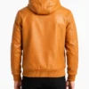 Kenton Hooded Brown Leather Pullover Jacket